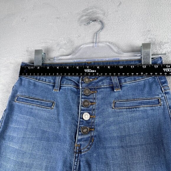 Nature Flare Leg Jeans Womens Size 26 Mid Rise Button Fly Coin Pockets Blue - Picture 7 of 12